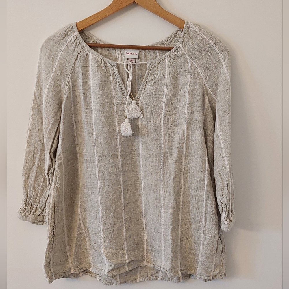 Merona Size XS Tie Neck Boho Tunic Tops/Blouses